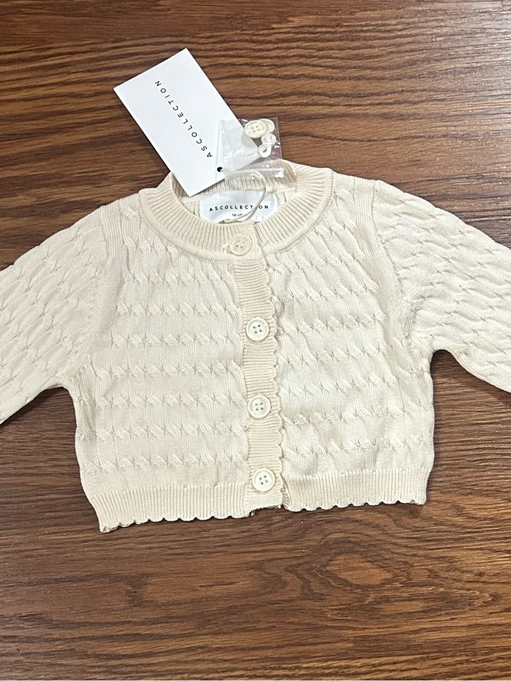 SD Collection Cream Cable-Knit Button Cardigan Sweater
